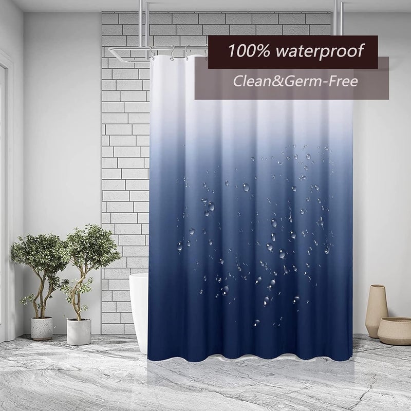 TIKABC Shower Curtain Liner, Blue Lightweight Shower Curtain Liners, Plastic Shower Curtains, 72x72 inch PEVA Shower Liner with 12 Grommet Holes 3 Magnetic Weights - Image 3